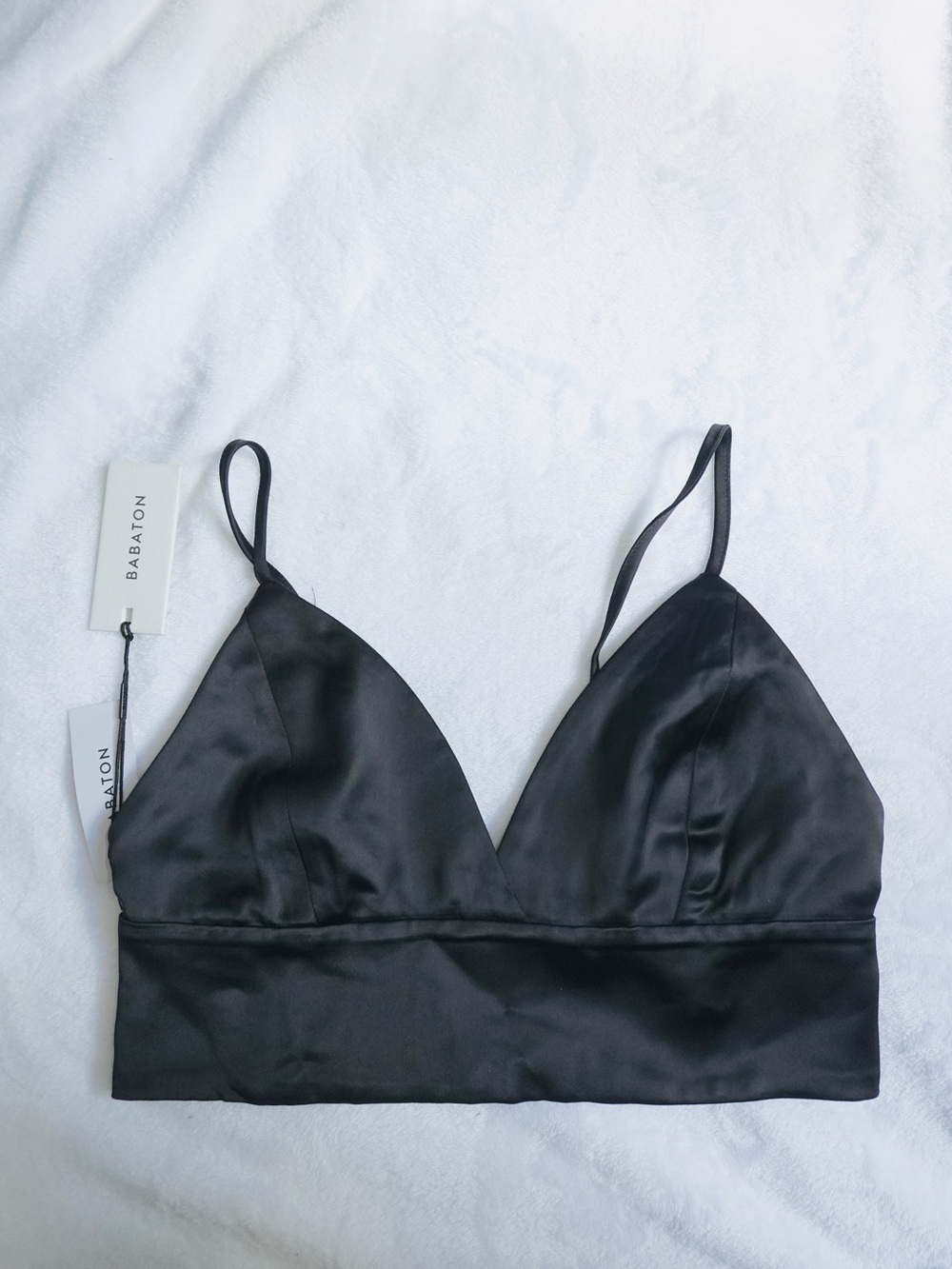 Babaton Aria Black Satin Bra Top - XXS - NWT